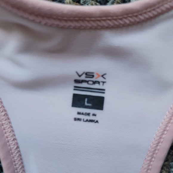 VICTORIAS SECRET Tank Pink VSX Sport w Underwire Workout Top V Neck Size Large - Picture 9 of 14